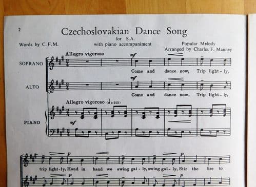 Czechoslovakian Dance Song Come and Dance Now sheet music for choirs folk Czech